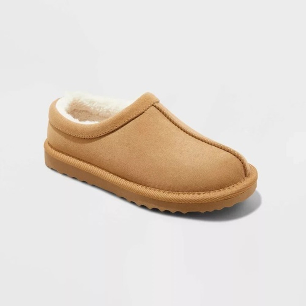 Kids' Nola Faux Suede Clog Slippers - Cat & Jack Brown 1 Slip-On Indoor Outdoor